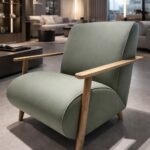 Фотелја MEGHAN во зелена кожа DA VINCI Експонат